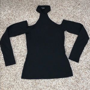 Size XS black turtle neck with cut out shoulders